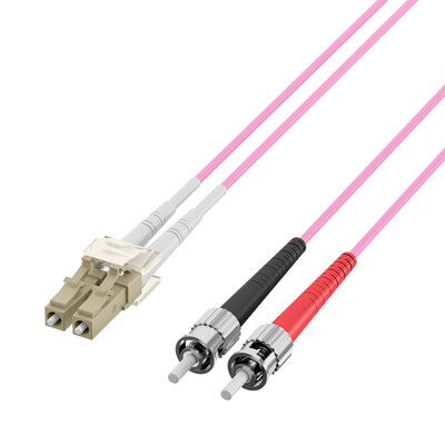 Fiber kábel LC-ST, 15m Duplex OM4(50/125µm), LSOH, 2mm, fialový