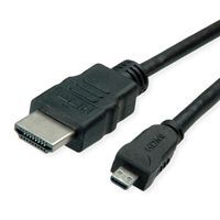Kábel HDMI/HDMI micro M/M 2m, High Speed+Eth, 4K@30Hz, HDMI 1.4, čierny