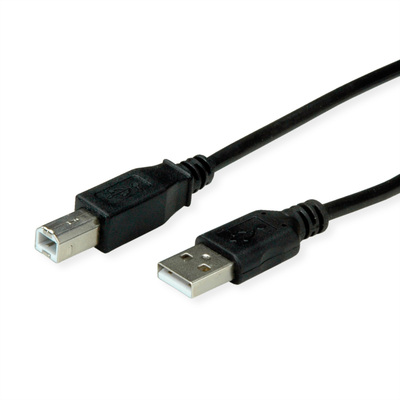 Kábel USB 2.0 A-B M/M 1.8m, High Speed, čierny, Roline Recycled Material