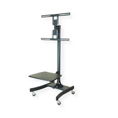 Držiak na kolieskach pre TV 27-47", s policou, výška 103-163cm, max 35kg, VESA do 600x400, čierny