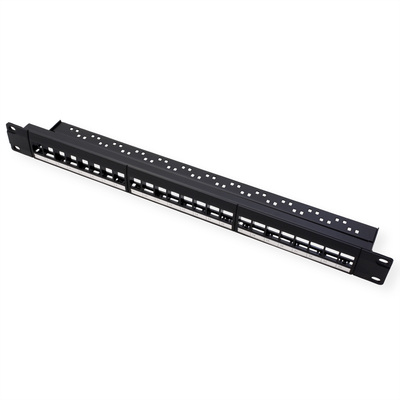 19" Patch panel 24port Keystone, netienený, 1U, čierny