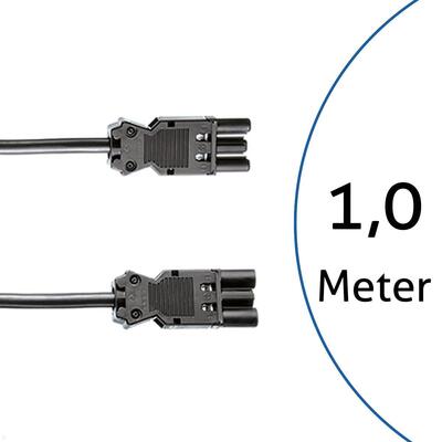 Kábel sieťový 230V predlžovací, GST18 M/F 1m, 1.50mm², 16A, čierny