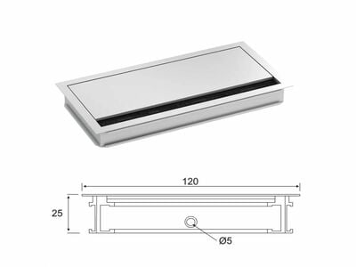 LOOP SQUARE Káblová prechodka, 240x120mm, sivá