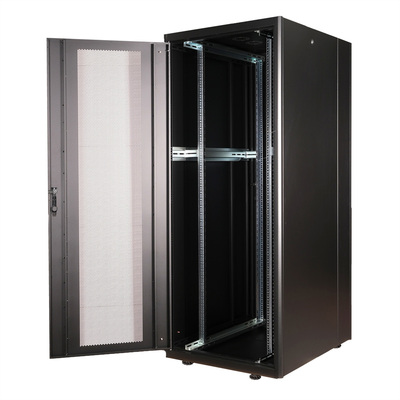 19" Rack na podlahu 42U, 2010x800x1000mm (HxWxD), BASIC, perforované dvere, čierny