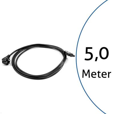 Kábel sieťový 230V, vidlica (CEE7/7) lomená - GST18 (F), 5m, 1.50mm², 16A, čierny
