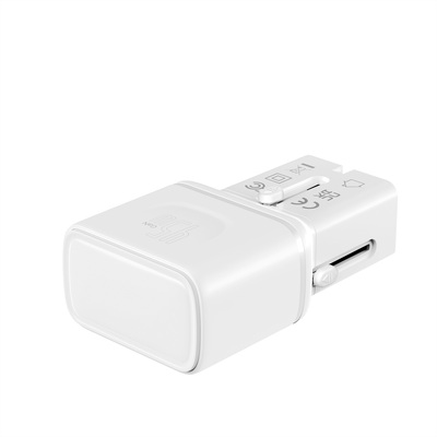 Nabíjačka USB 230V 2port, EU/UK/US, 2xUSB Typ C, 45W, PD, QC 3.0, cestovná/skladacia/vrecková, biela