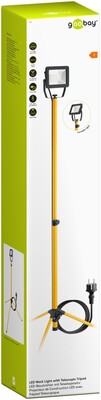 Prenosný LED reflektor s držiakom/stojanom, IP65, 30W studená biela, výška 73-163cm, 2.5m kábel