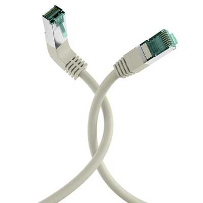 S/FTP (PiMF) Patchkábel LSOH 0.5m cat.6a, sivý, Cu, zahnutý (1x90°)