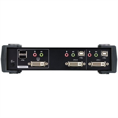 KVM switch/prepínač 2PC, DVI-I, USB, USB hub, audio