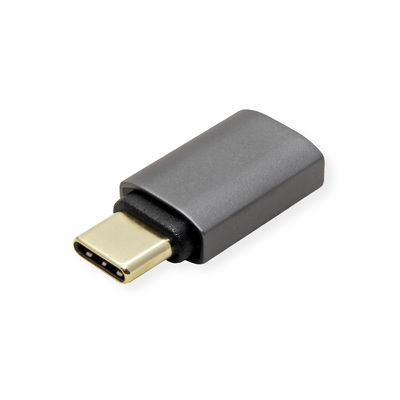 Adaptér USB 4 Gen 3x2, Typ C, C-C M/F, 40Gbps, priamy, PD 240W, sivý/čierny