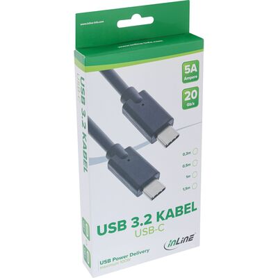Kábel USB 3.2 Gen 2x2, Typ C CM/CM 0.3m, 20Gbps, PD 100w 20V5A, čierny
