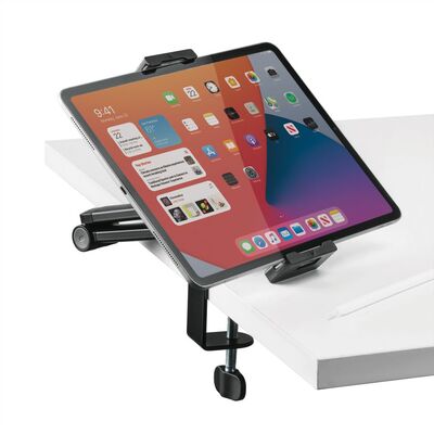Držiak pre tablety 4.7-12.9" na stôl, univerzálny, max 1kg, rameno 470mm, čierny