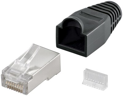 Konektor 8/8 RJ45 cat.5e, FTP+krytka, čierny, 10ks/bal