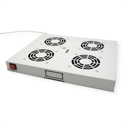 19" Ventilačná jednotka, 4 vetráky, 1U, s termostatom, sivá