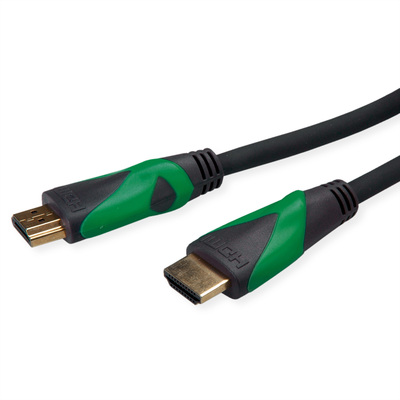 Kábel HDMI M/M 3m, Ultra High Speed+Eth, 8K@60Hz, HDMI 2.1, pozl. kon., čierny, cert., Roline Green