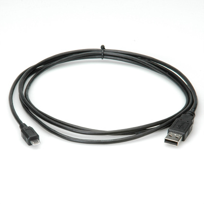 Kábel USB 2.0 A-MICRO-B M/M 3m, High Speed, čierny