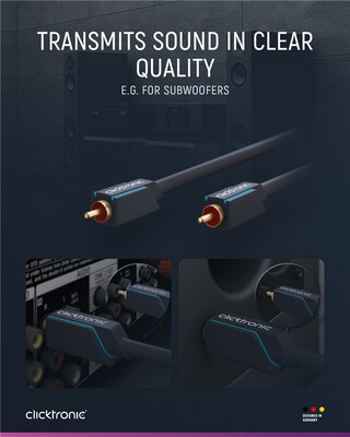 Kábel Cinch audio M/M 1m, modrý, pozl. konektor, ClickTronic
