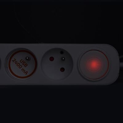 Predlžovačka 2m s 3 zásuvkami, s vypínačom, 1.00mm², USB nabíjačka A+C 12W, biela