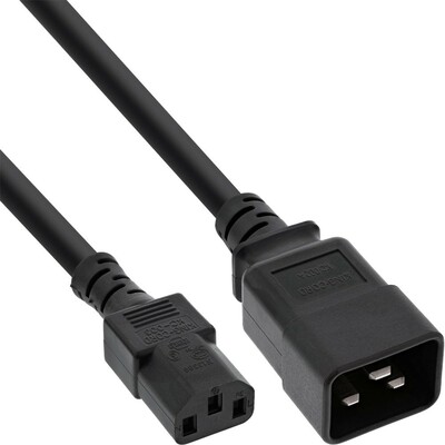 Kábel sieťový 230V C14 - C19, 0.5m, 1.50mm², 10A, čierny