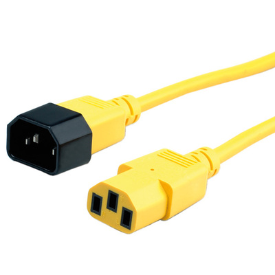 Kábel sieťový 230V predlžovací, C13 - C14, 1.8m, 0.75mm², 10A, žltý