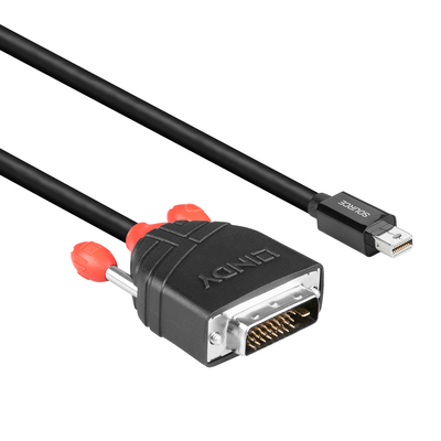 Kábel DisplayPort mini na DVI-D M/M 2m, jednosmerný, max. 1920x1200@60Hz, čierny, pozl. konektor