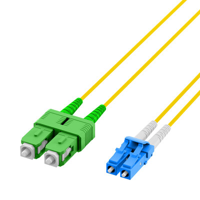 Fiber kábel LC-SC/APC, 5m Duplex OS2(9/125µm), LSOH, 2mm, žltý