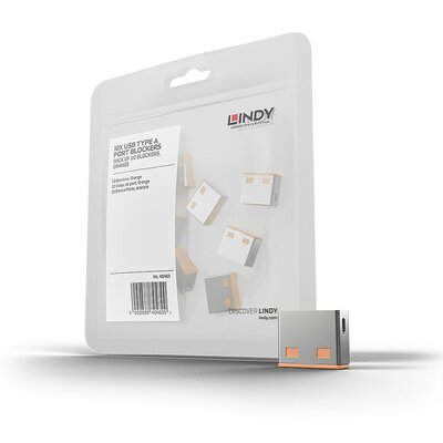 USB Port Blocker bez kľúča, 10x zámok USB-A, oranžový