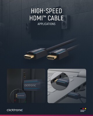 Kábel HDMI M/M 12.5m, High Speed+Eth, 4K@60Hz, HDMI 2.0, 18G, pozl. konektor, modrý, C