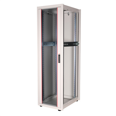 19" Rack na podlahu 42U, 2010x600x800mm (HxWxD), BASIC, sklenené dvere, sivý