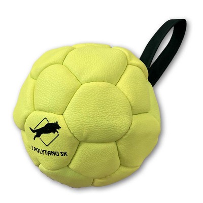 Lopta FUN "futbalová" s priemerom 16cm, s uškom, ekokoža, žltá