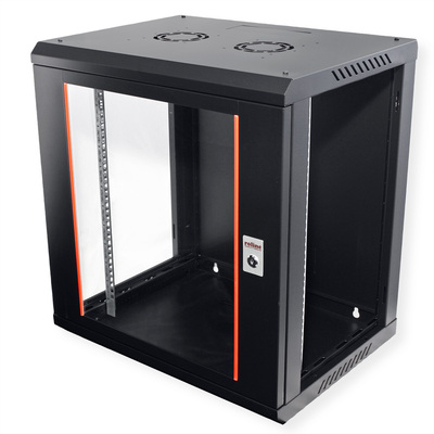 19" Rack na stenu 12U, čierny, 645x600x450mm (HxWxD), odnímateľné bočnice