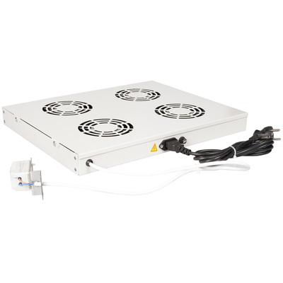 19" Ventilačná jednotka, 4 vetráky, 1U, s termostatom, sivá