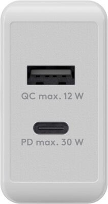 Nabíjačka USB 230V 2port, 1xUSB A, 1xUSB Typ C, 30W, Power Delivery, Quick Charge 3.0, biela §§