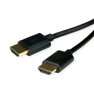 Kábel HDMI M/M 1.5m, High Speed+Eth, 4K@60Hz, HDMI 2.0, 18G, pozl. konektor, čierny, Slim