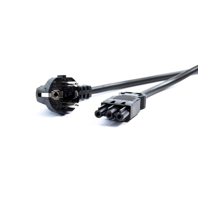 Kábel sieťový 230V, vidlica (CEE7/7) lomená - GST18 (F), 1m, 1.50mm², 16A, čierny