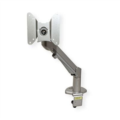 Držiak pre monitor na stôl, úchyt o dosku, pneumatický, max 8kg, rameno 266mm VESA 75/100 strieborný