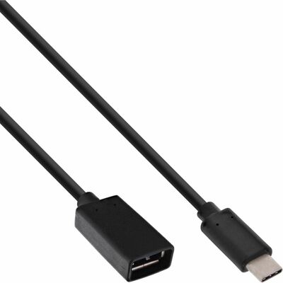 Kábel USB 3.1 Typ C, CM/AF (3.0) 0.15m, Super Speed, OTG, čierny