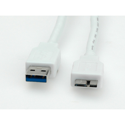 Kábel USB 3.0 A/MICRO-B M/M 0.15m, Super Speed, biely