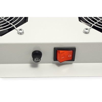 19" Ventilačná jednotka, stropná, 6 vetrákov, s termostatom, sivá, RAL7035