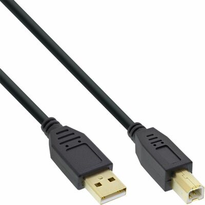 Kábel USB 2.0 A-B M/M 1.5m, High Speed, čierny, pozl. kon.