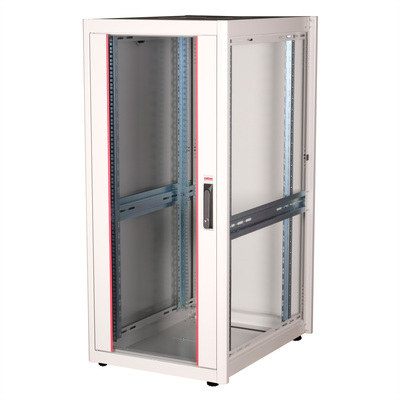 19" Rack na podlahu 26U, 1300x600x800mm (HxWxD), BASIC, sklenené dvere, sivý