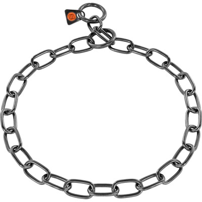 Obojok retiazkový sťahovací 3mm/54cm, stredné oko, nerezová oceľ, čierny, HS