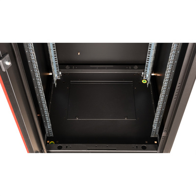 19" Rack na podlahu 42U, 2010x600x600mm (HxWxD), BASIC, sklenené dvere, čierny