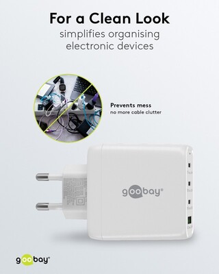 Nabíjačka USB 230V 4port, 1xUSB A, 3xUSB Typ C, 68W, Power Delivery, GaN, čierna