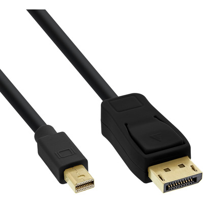 Kábel DisplayPort mini/DP M/M 2m, 4K@60Hz, DP v1.2, 21.6Gbit/s, čierny, pozl. konektor