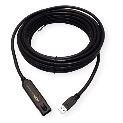 Kábel USB 3.2 Gen 1, A-A M/F 10m, 5Gbps, predlžovací, čierny, aktívny