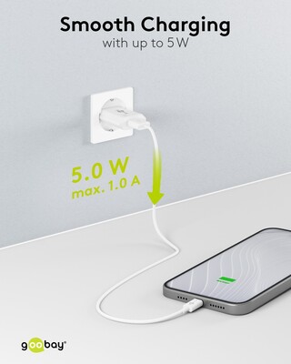 Nabíjačka USB 230V 1port, 1xUSB A, 1A, 5W, SLIM, biela