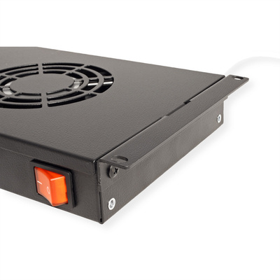 19" Ventilačná jednotka, 2 vetráky, 1U, s termostatom, čierna