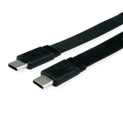 Kábel USB 4 Gen 3x2, Typ C CM/CM 0.5m, 40Gbps, PD 100w 20V5A, čierny, plochý