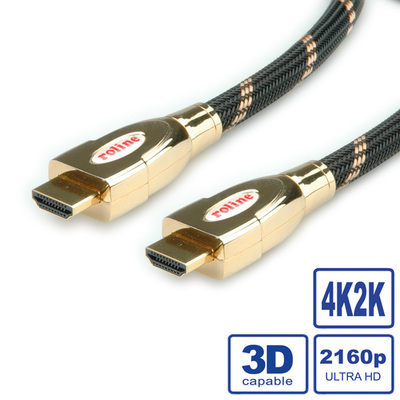 Kábel HDMI M/M 5m, High Speed+Eth, HDMI 2.0, 4K@60Hz 18G, pozl. konektor, čierny/zlatý, Gold